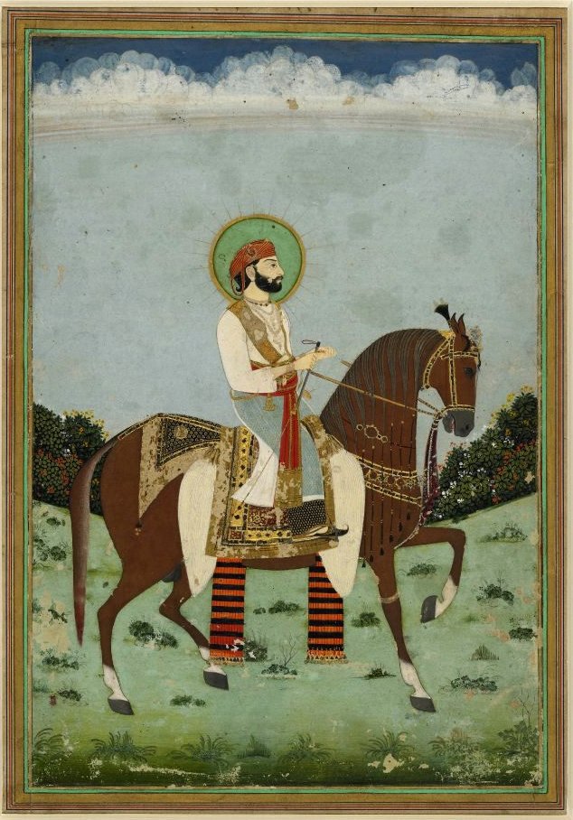 Maharaja Sawai Jai Singh II on horseback, a Mughal-style portrait painted around 1725