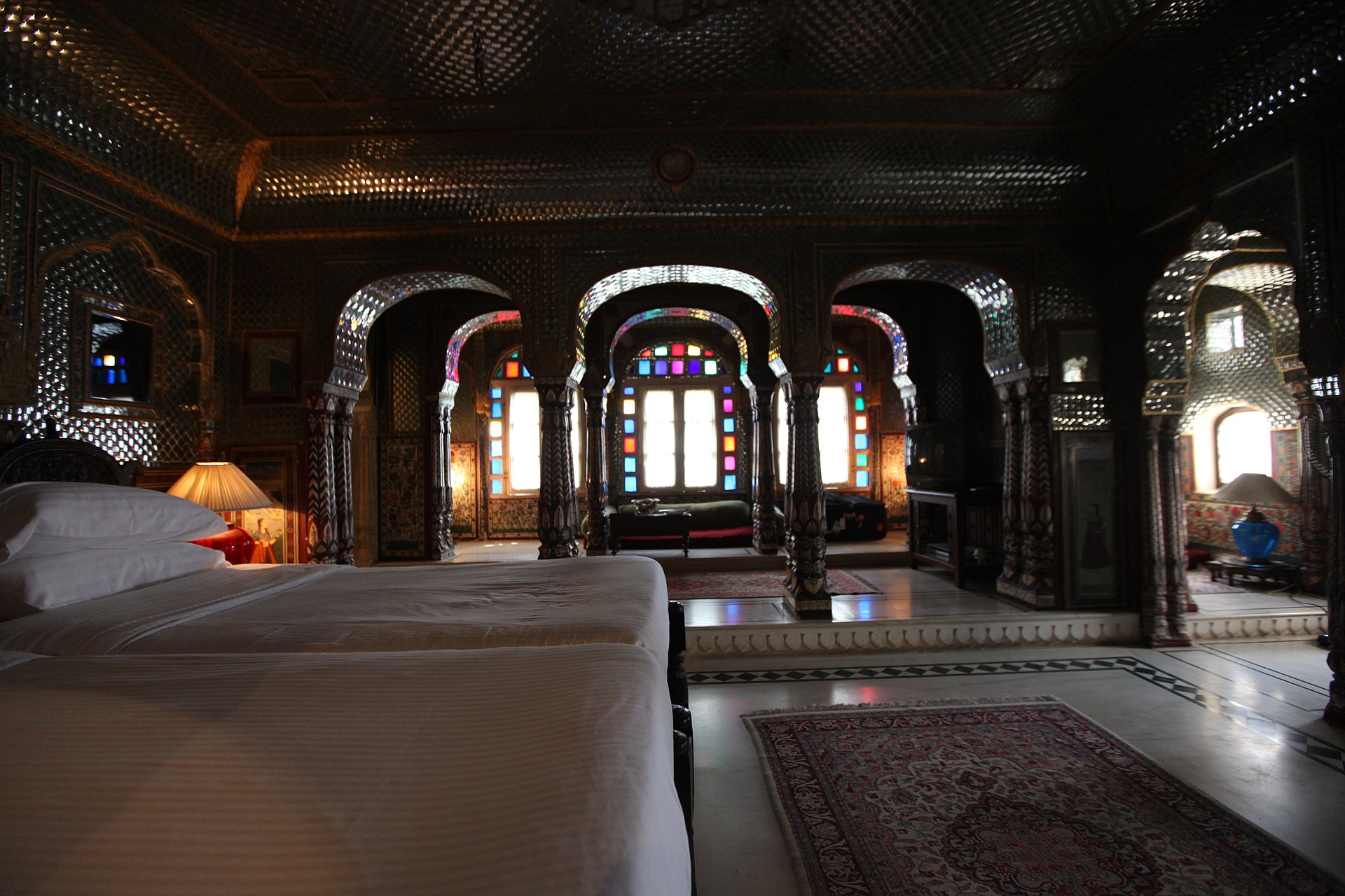 Windows of the Sheesh Mahal Suite, Samode Haveli, Jaipur